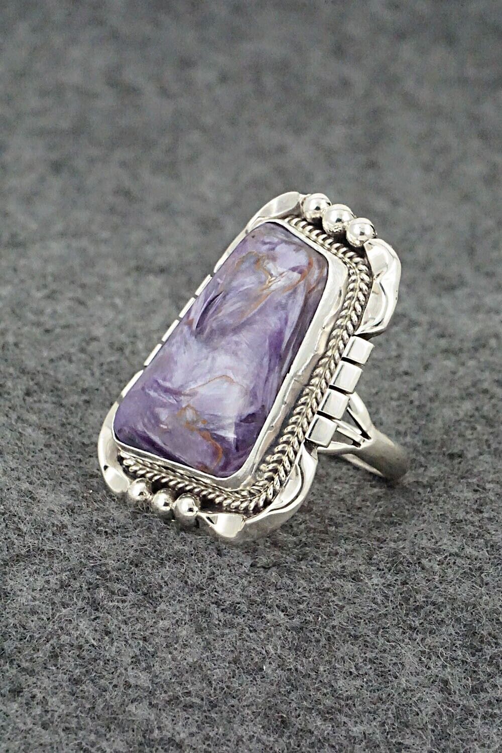 Charoite & Sterling Silver Ring - Samuel Yellowhair - Size 7.75