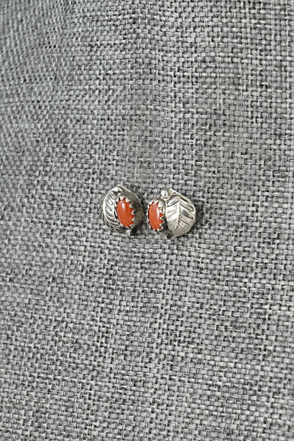 Coral & Sterling Silver Earrings - Roselene Joe