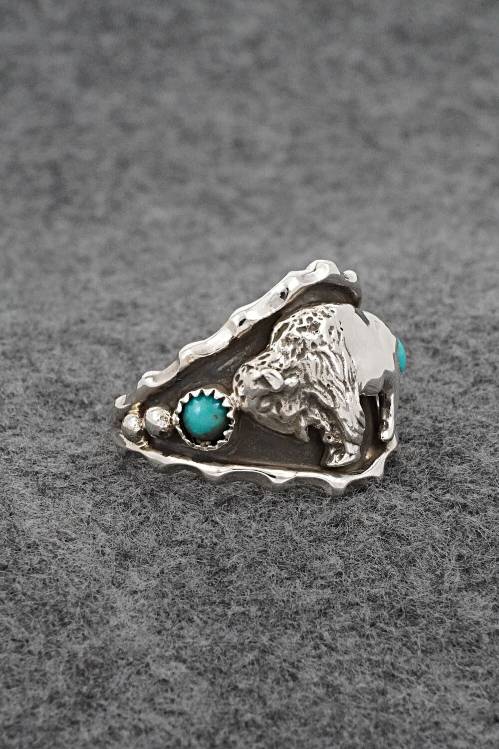 Turquoise & Sterling Silver Ring - Genevieve Francisco - Size 14