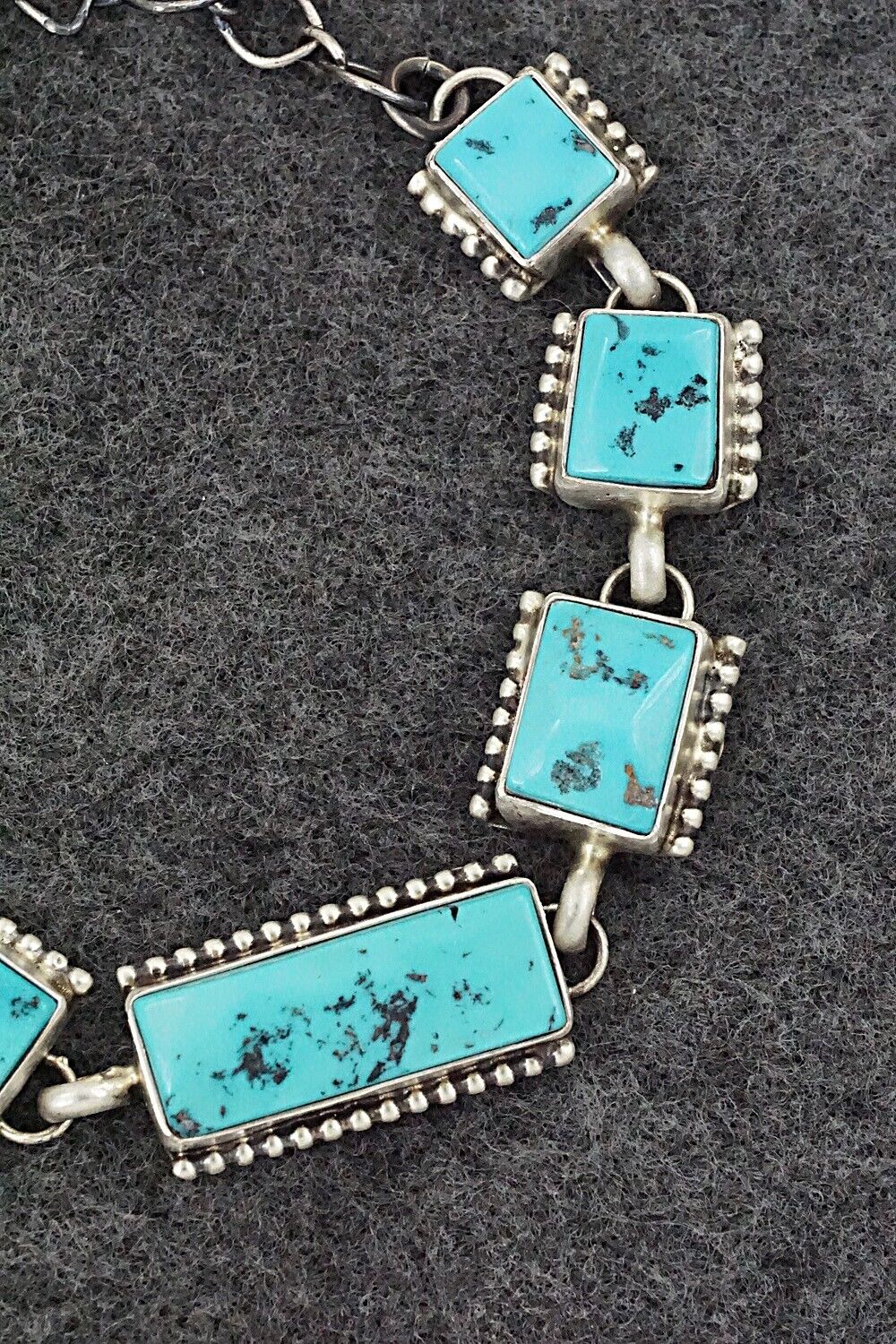 Turquoise & Sterling Silver Link Bracelet - Darrin Livingston