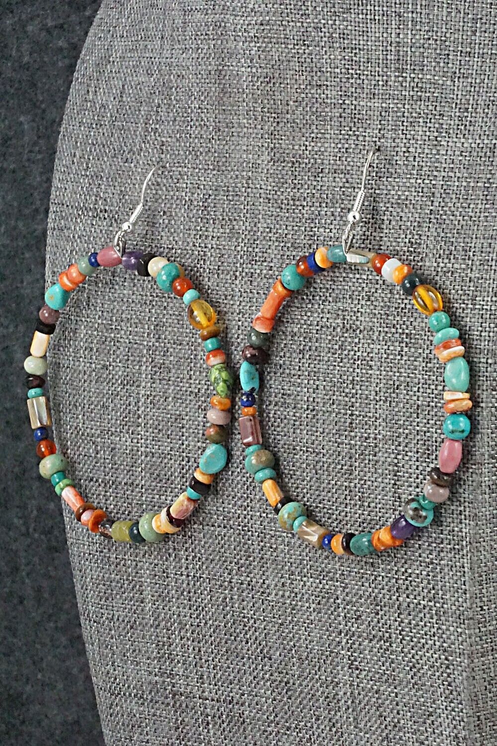 Multi-Stone & Sterling Silver Earrings - Helen Tsosie