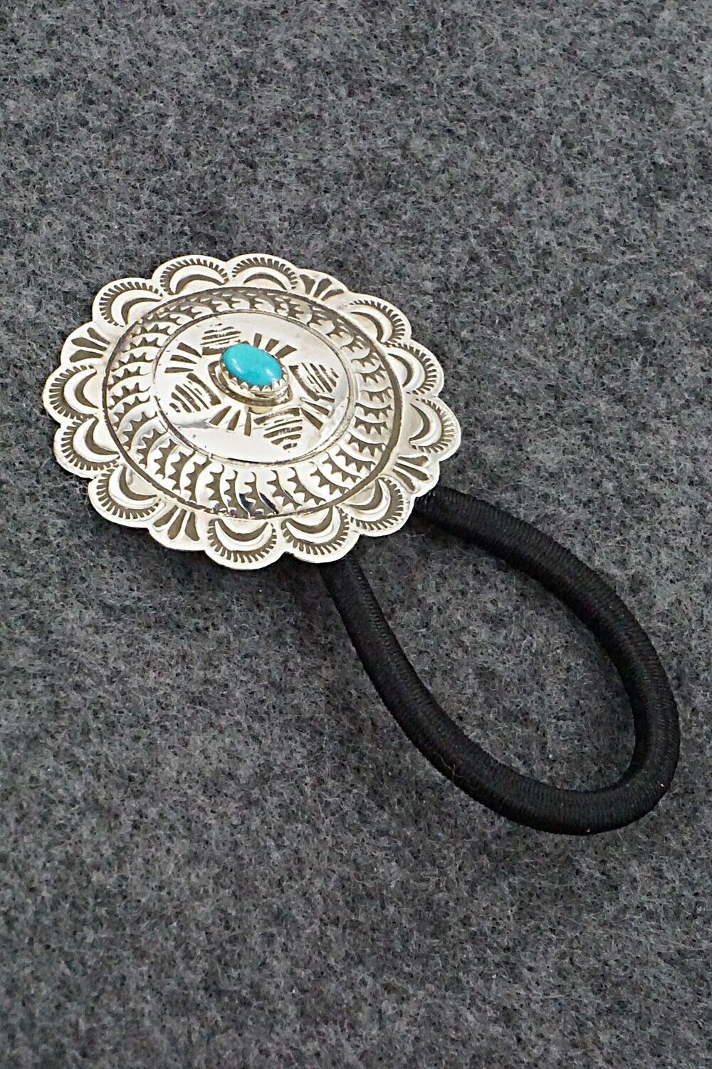Turquoise & Sterling Silver Hair Tie - Bertha Begay