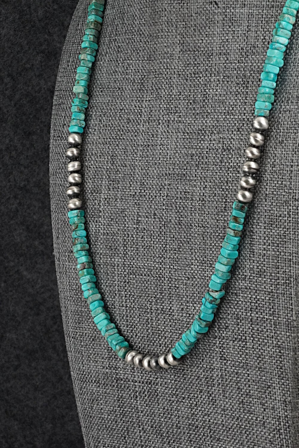 Turquoise & Sterling Silver Necklace 20" - Doreen Jake