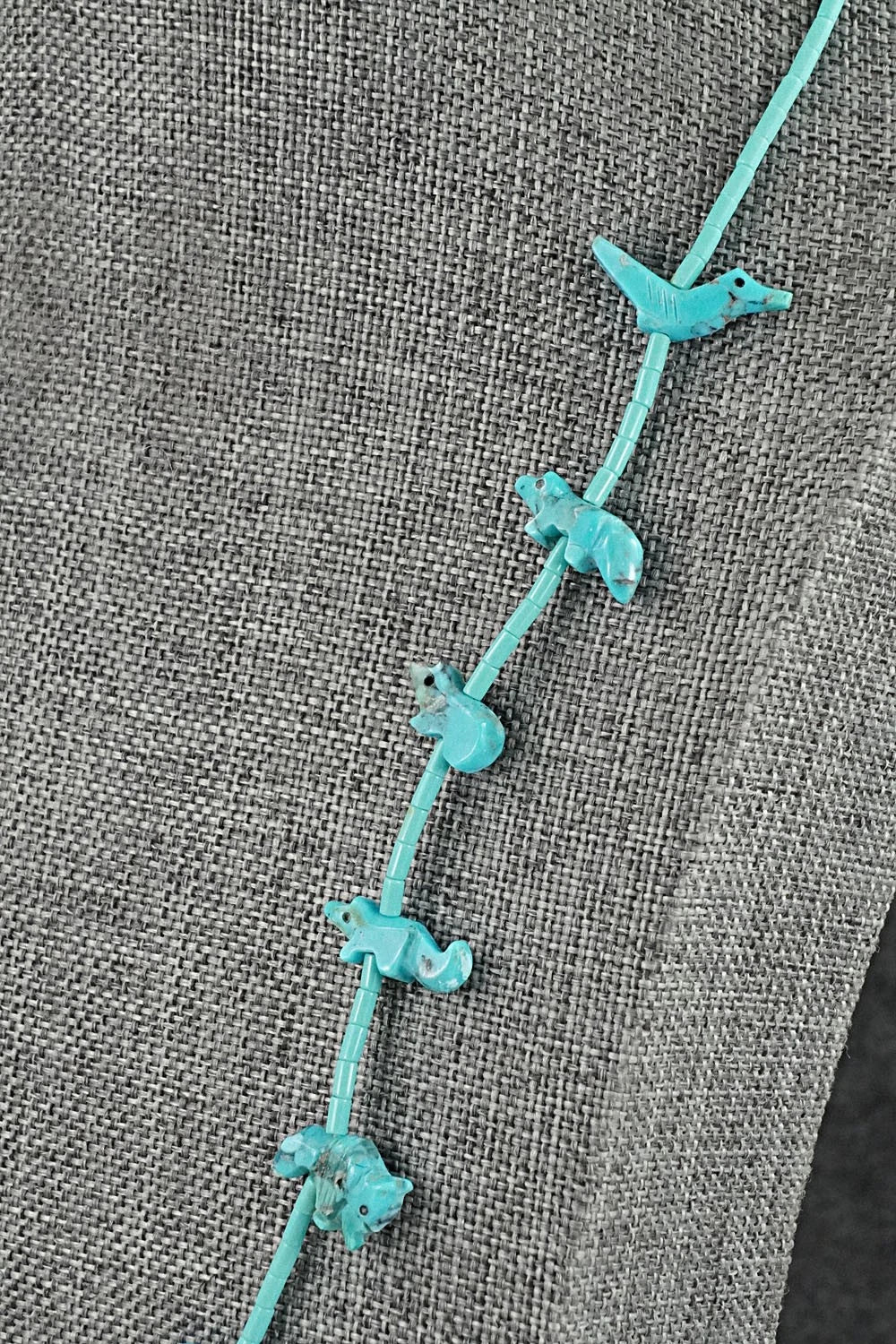 Turquoise Fetish Carving & Sterling Silver Necklace - Hector Goodluck