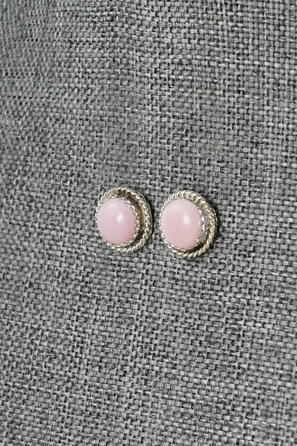 Pink Conch & Sterling Silver Earrings - Esther White