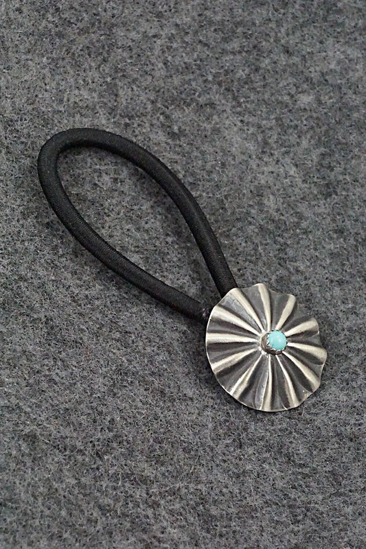 Turquoise & Sterling Silver Hair Tie - Arlene Soce