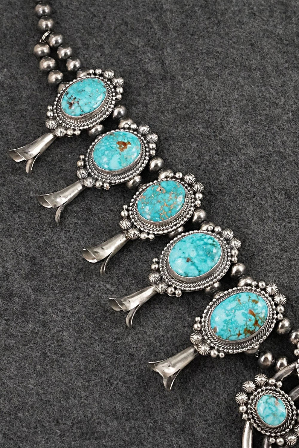 Turquoise & Sterling Silver Squash Blossom Set - Tom Lewis