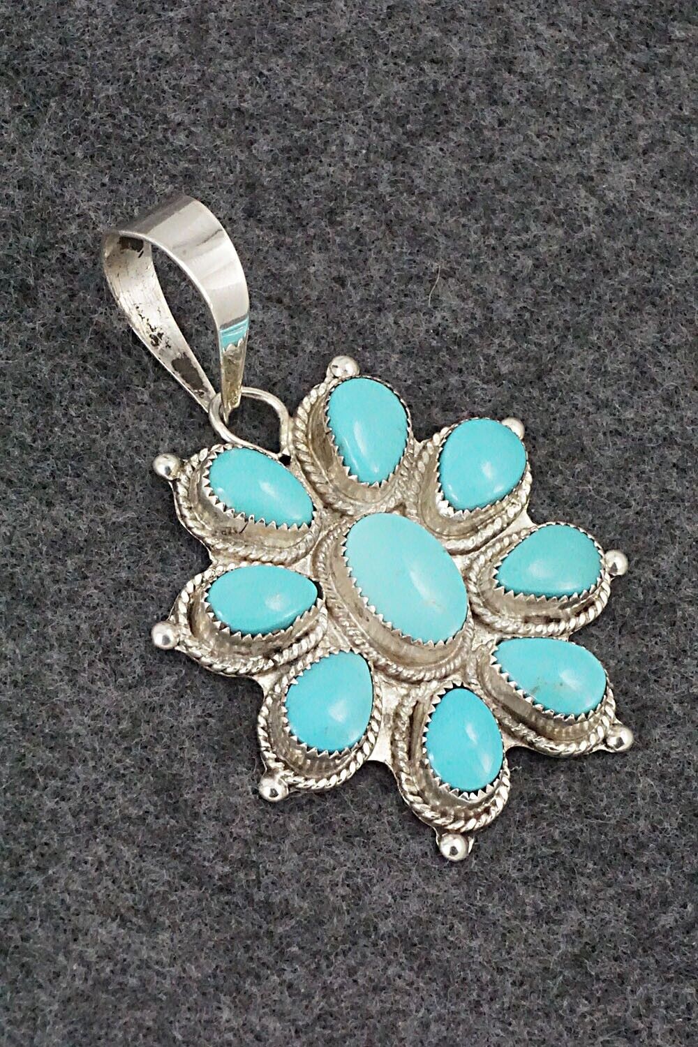 Turquoise & Sterling Silver Pendant - Kenny Calavaza