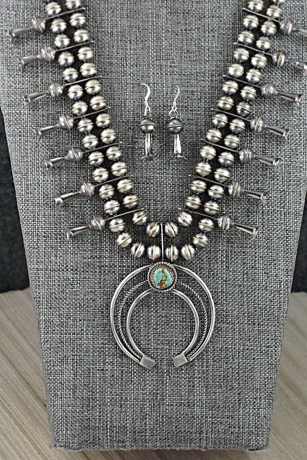 Turquoise & Sterling Silver Squash Blossom Set - Phil Garcia