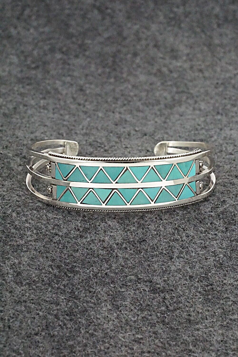 Turquoise & Sterling Silver Inlay Bracelet - Claudine Haloo
