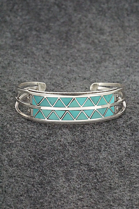 Turquoise & Sterling Silver Inlay Bracelet - Claudine Haloo
