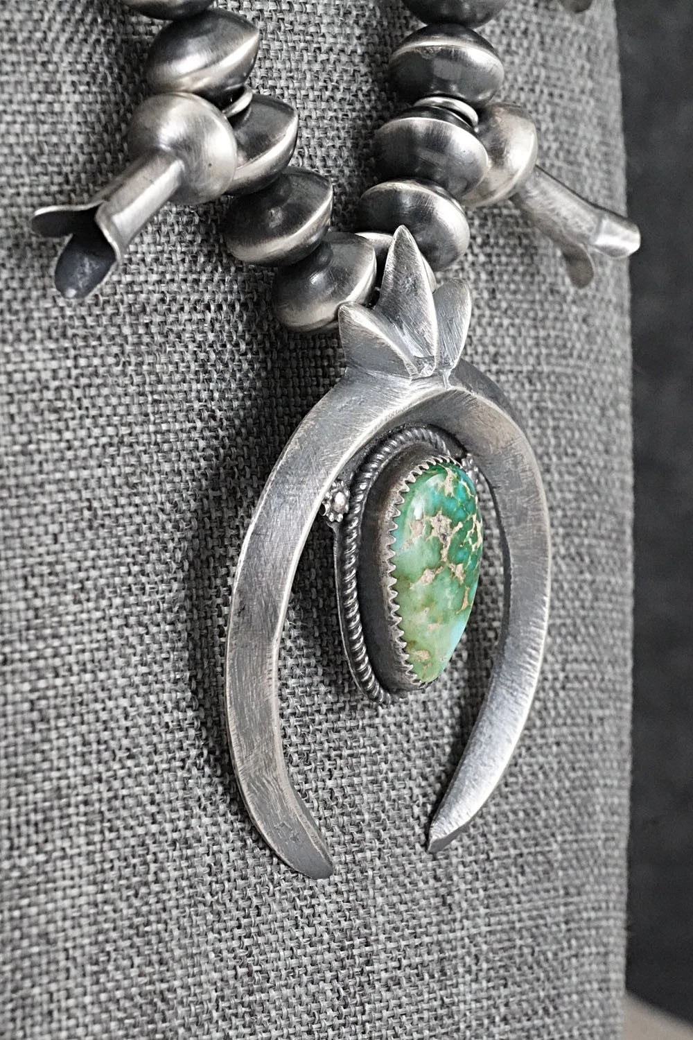 Turquoise & Sterling Silver Squash Blossom Necklace - Presley Haley