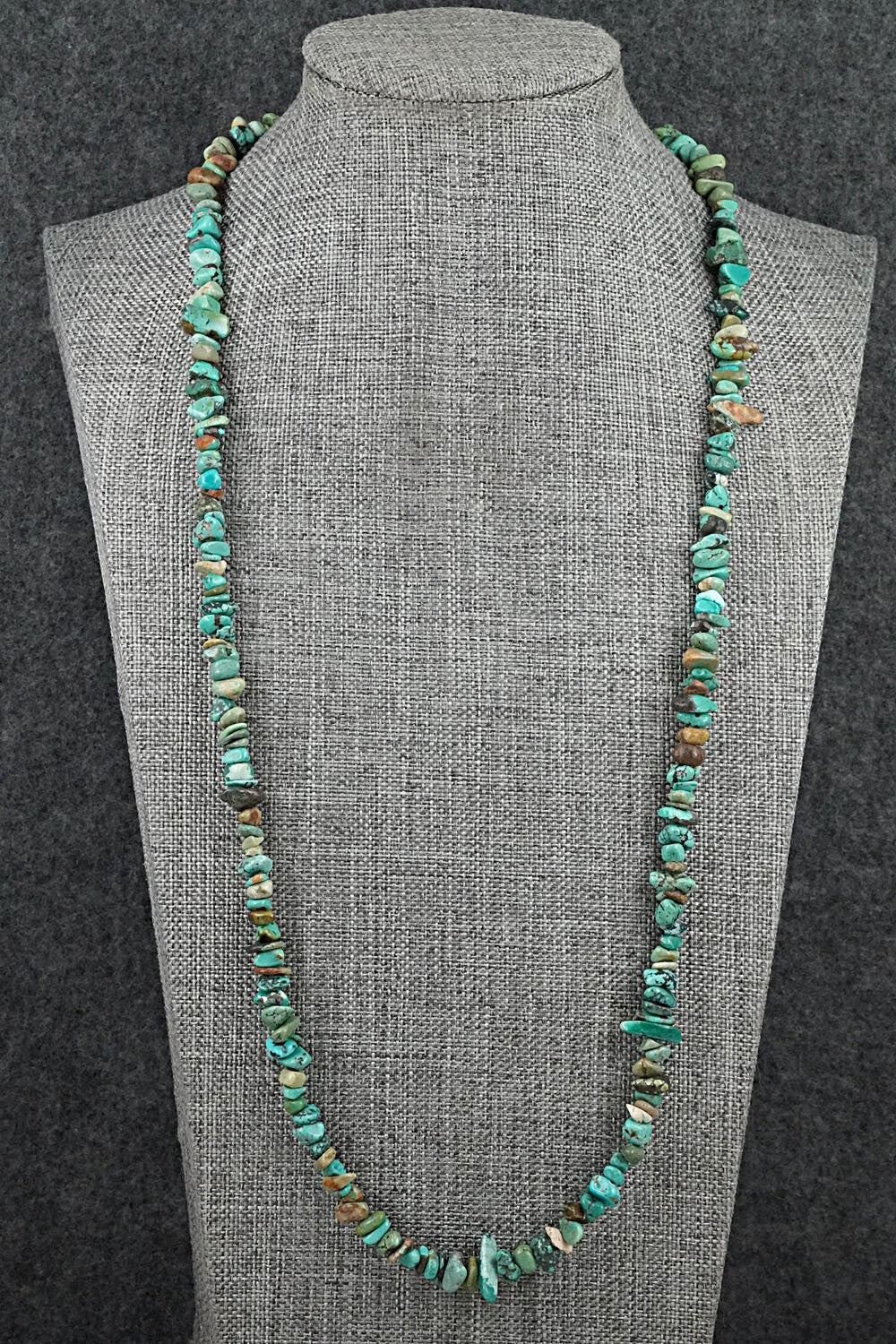Turquoise & Sterling Silver Necklace 38" - Doreen Jake