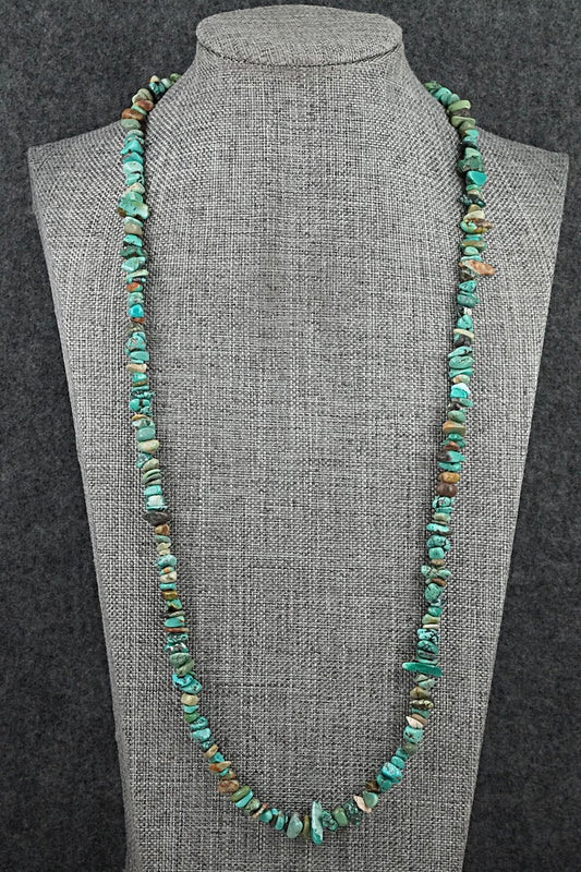 Turquoise & Sterling Silver Necklace 38" - Doreen Jake