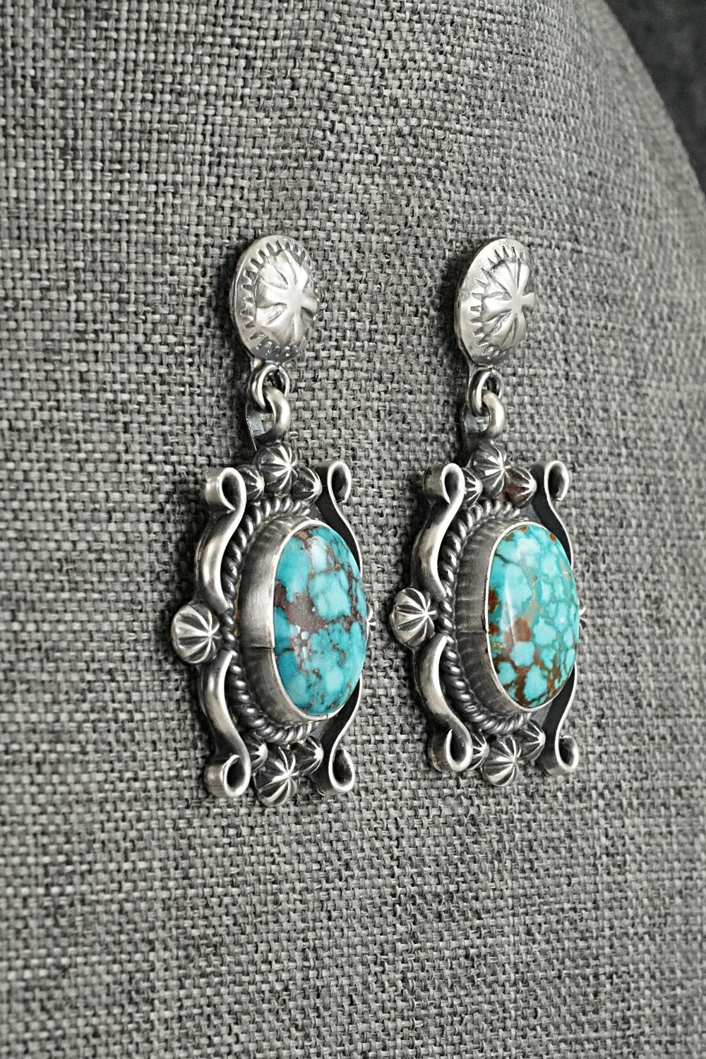 Turquoise & Sterling Silver Necklace and Earrings Set - Raymond Delgarito