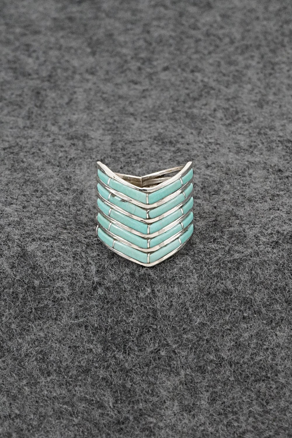 Turquoise & Sterling Silver Ring - Andrew Enrico - Size 8.25