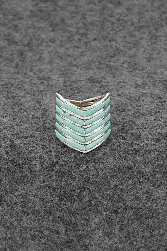 Turquoise & Sterling Silver Ring - Andrew Enrico - Size 8.25