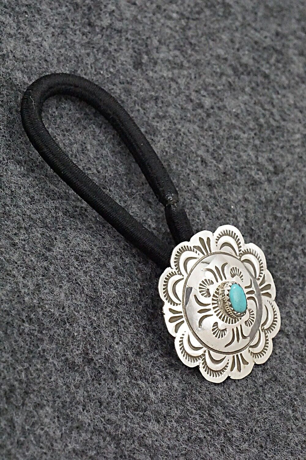 Turquoise & Sterling Silver Hair Tie - Bertha Begay