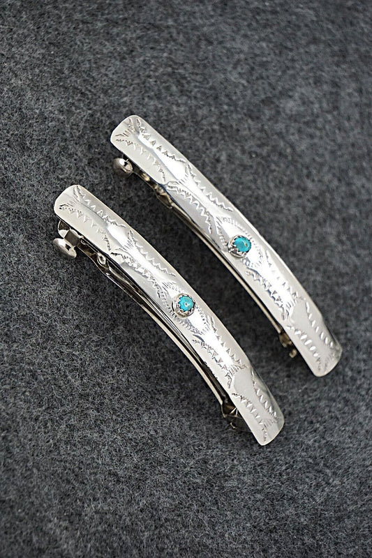 Turquoise & Sterling Silver Hair Barrettes - Randall Dalgai