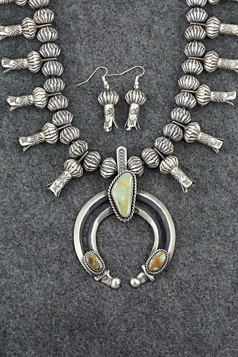 Turquoise & Sterling Silver Squash Blossom Set - Chris Hale