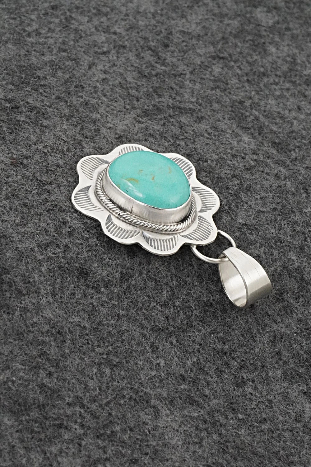 Turquoise & Sterling Silver Pendant - Cordell Platero