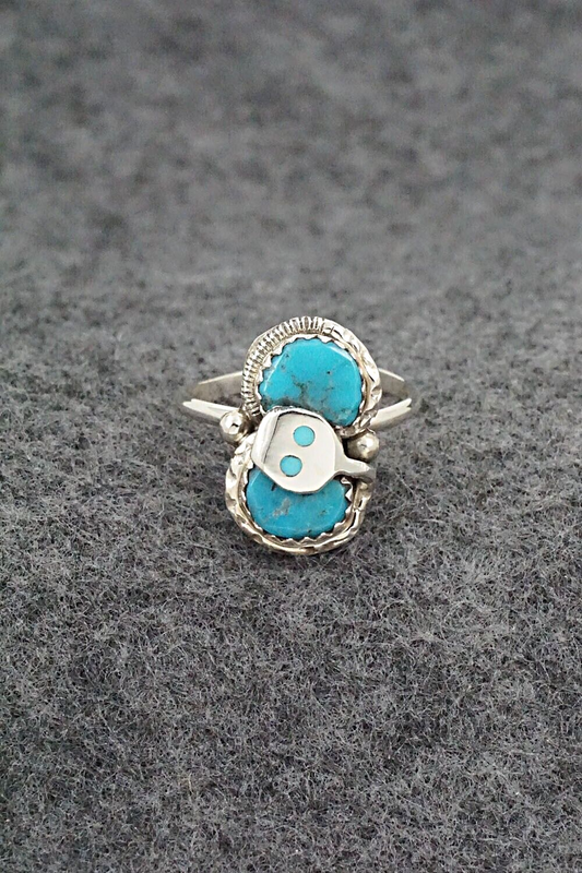 Turquoise & Sterling Silver Ring - Joy Calavaza - Size 7.5