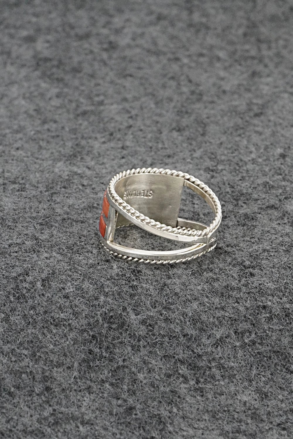 Coral and Sterling Silver Ring - Bruce Johnson - Size 10
