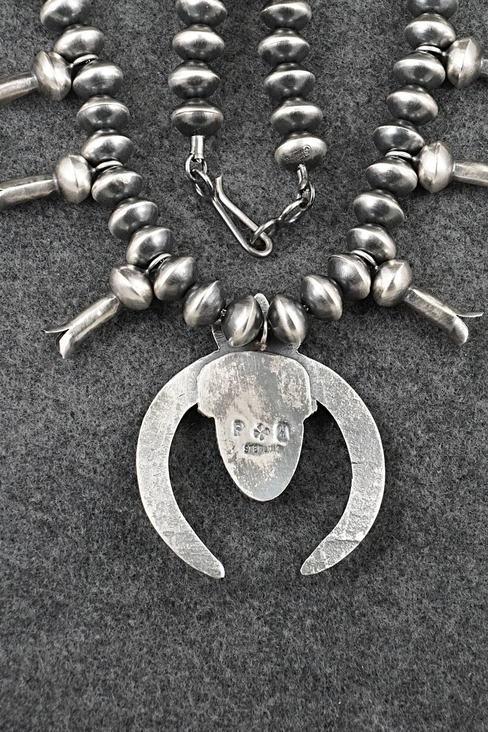 Turquoise & Sterling Silver Squash Blossom Necklace - Presley Haley