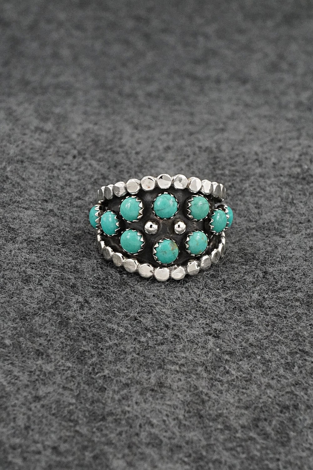 Turquoise & Sterling Silver Ring - Kenny Lonjose - Size 6.5