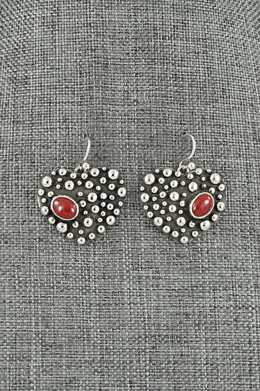 Coral & Sterling Silver Earrings - Raymond Coriz
