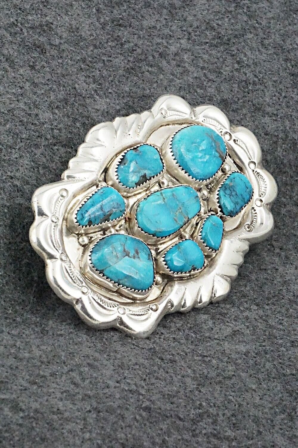 Turquoise & Sterling Silver Belt Buckle - George Leekity