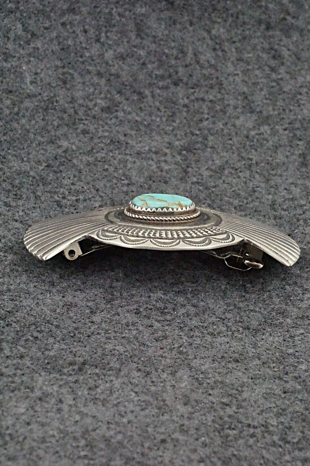 Turquoise & Sterling Silver Hair Barrette - Martha Cayatineto