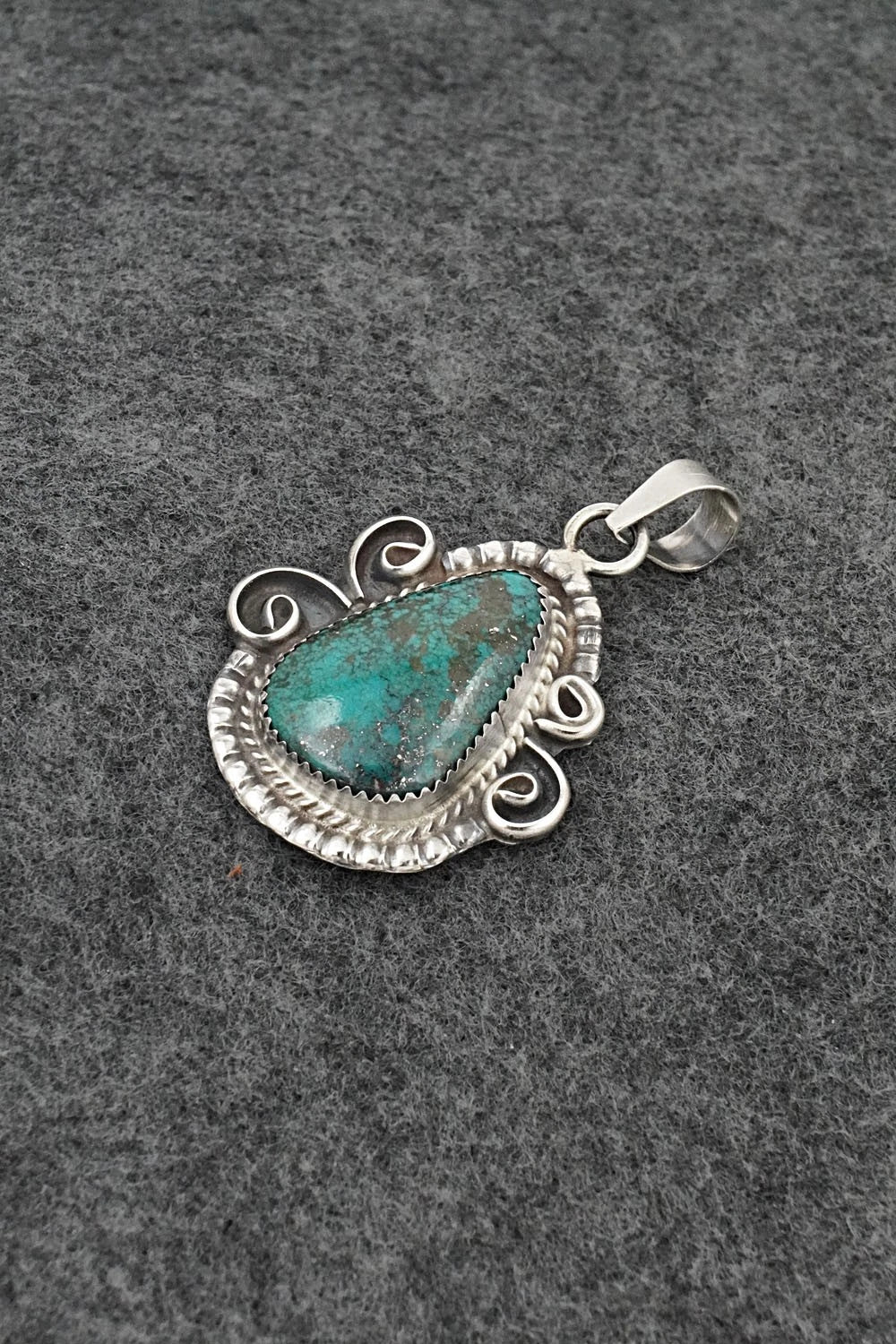 Turquoise and Sterling Silver Pendant - Leslie Nez