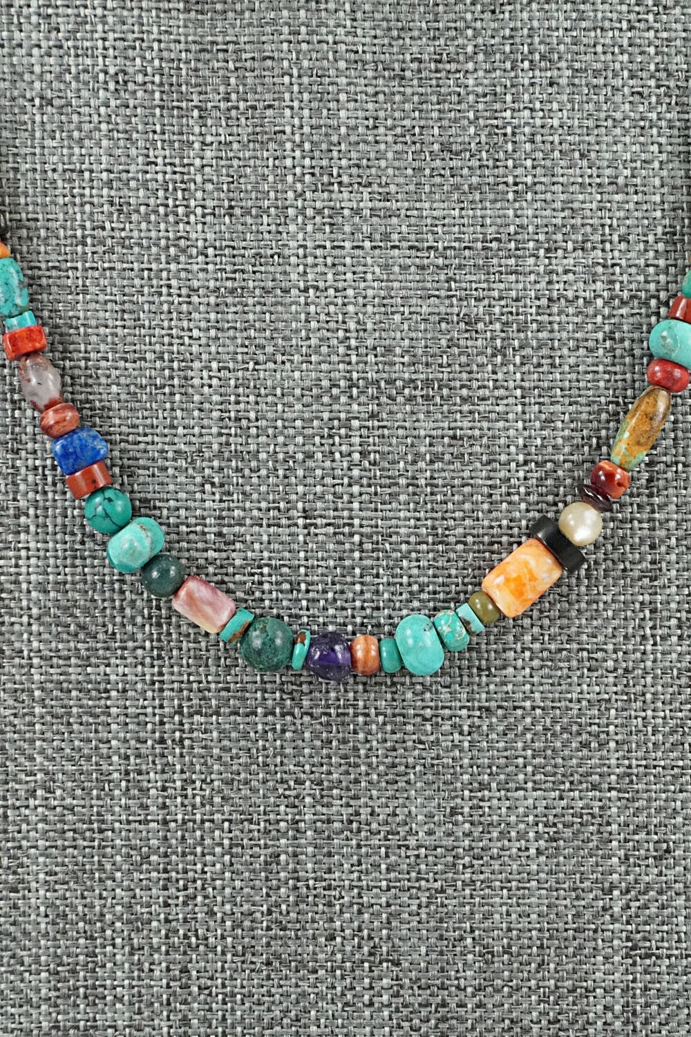 Multi-Stone & Sterling Silver Necklace 18" - Helen Tsosie