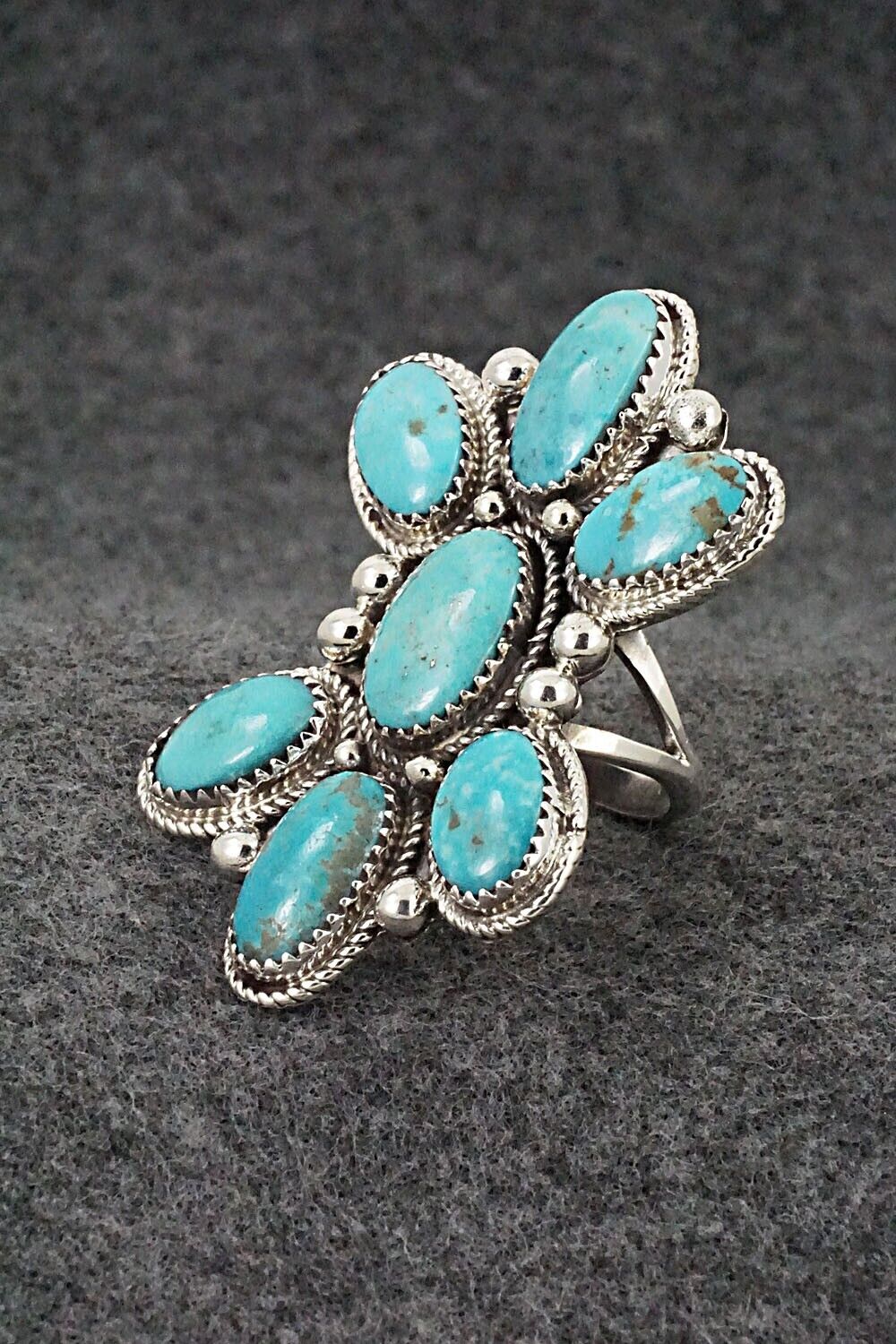 Turquoise & Sterling Silver Ring - Ernest Hawthorne - Size 8