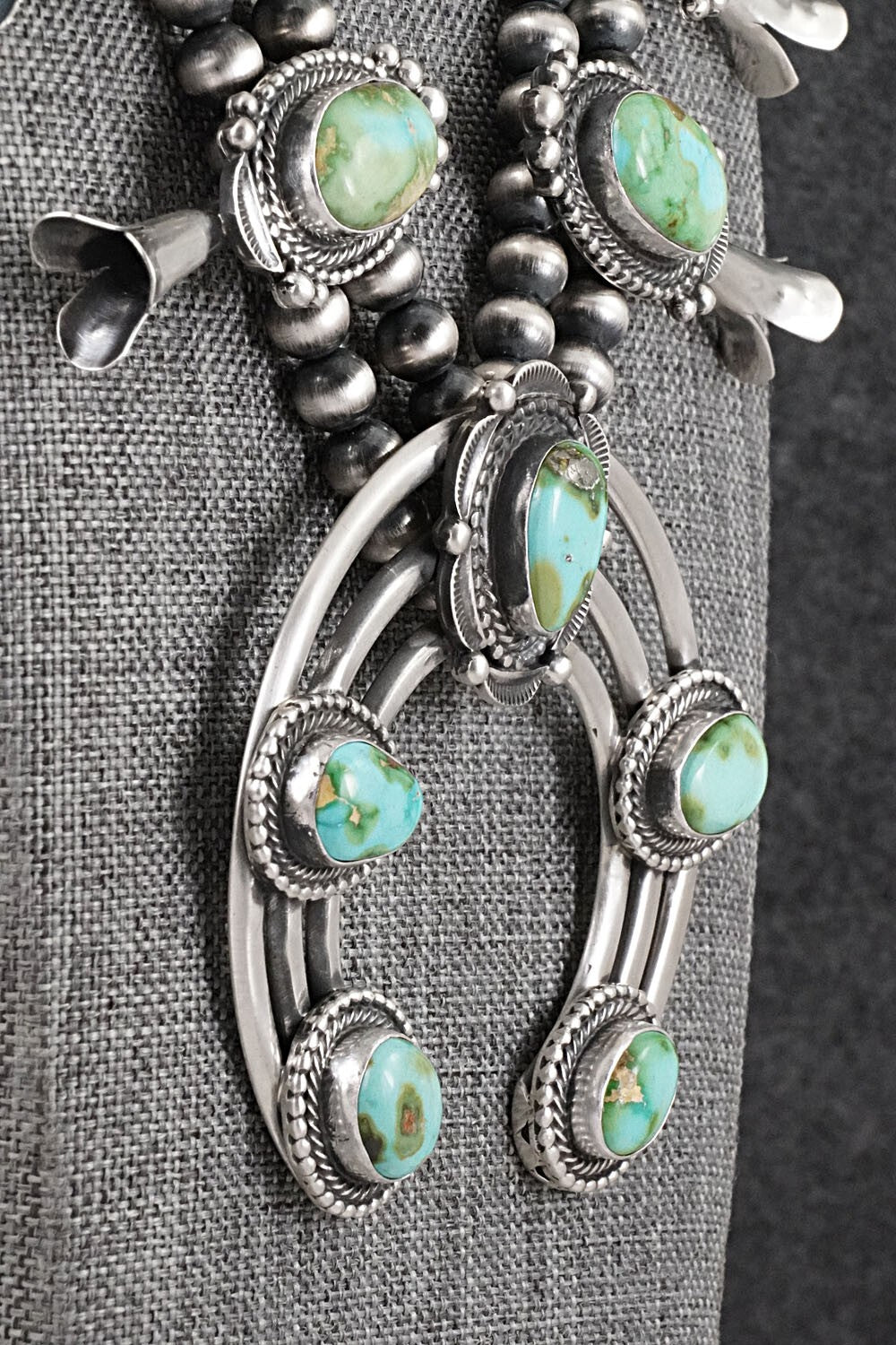 Turquoise & Sterling Silver Squash Blossom Set - Tom Lewis