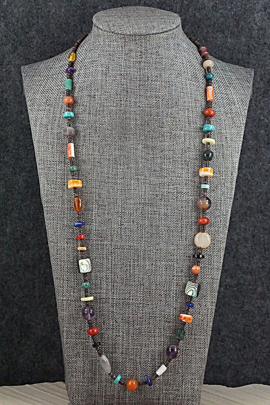 Multi-Stone and Sterling Silver Necklace - Helen Tsosie
