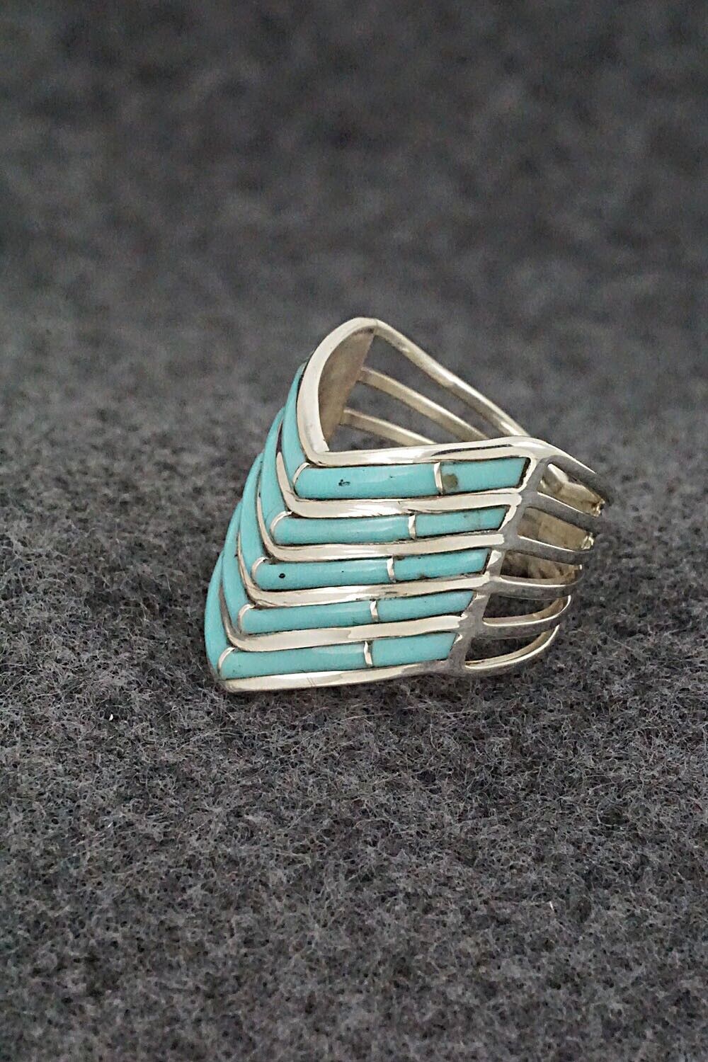 Turquoise & Sterling Silver Ring - Andrew Enrico - Size 6.5