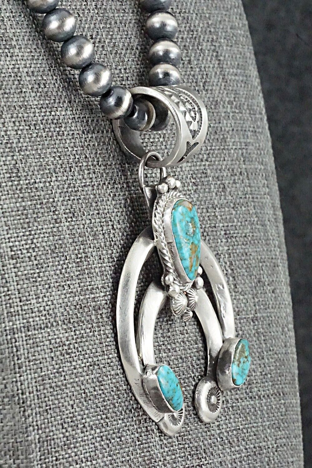 Turquoise & Sterling Silver Necklace - Tom Lewis