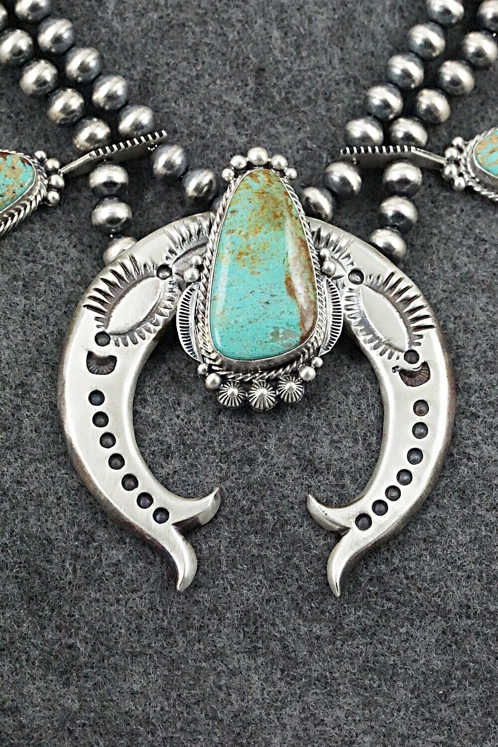 Turquoise & Sterling Silver Squash Blossom Set - Tom Lewis