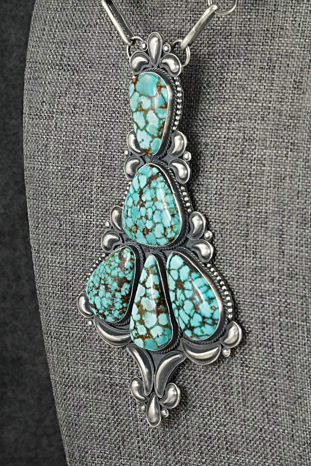 Turquoise & Sterling Silver Necklace and Earrings Set - Derrick Gordon