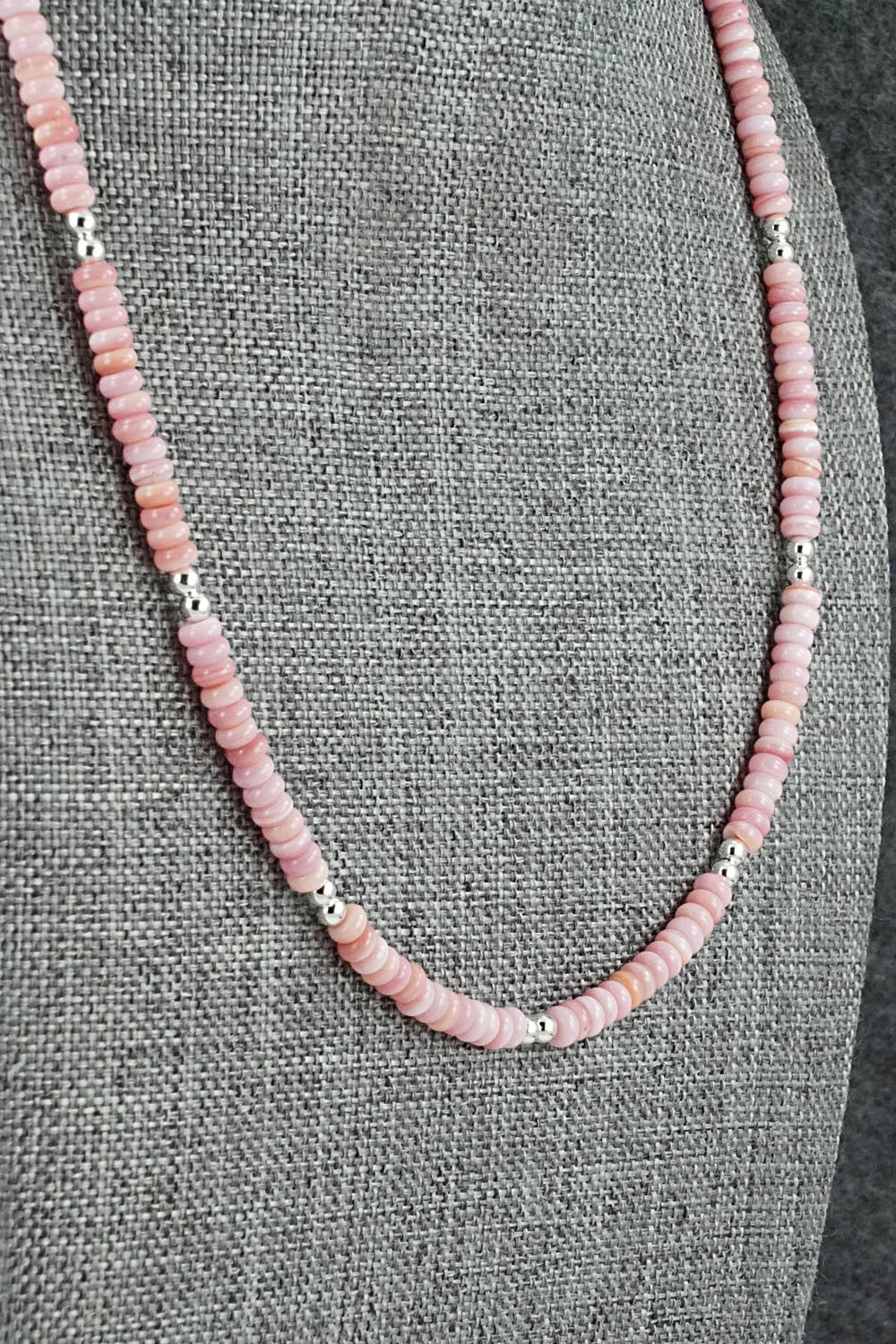 Pink Conch & Sterling Silver Necklace 18" - Doreen Jake