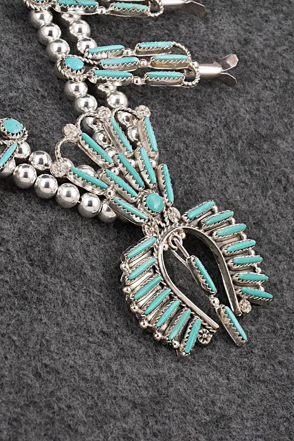 Turquoise & Sterling Silver Squash Blossom Set - Claudine Penketewa