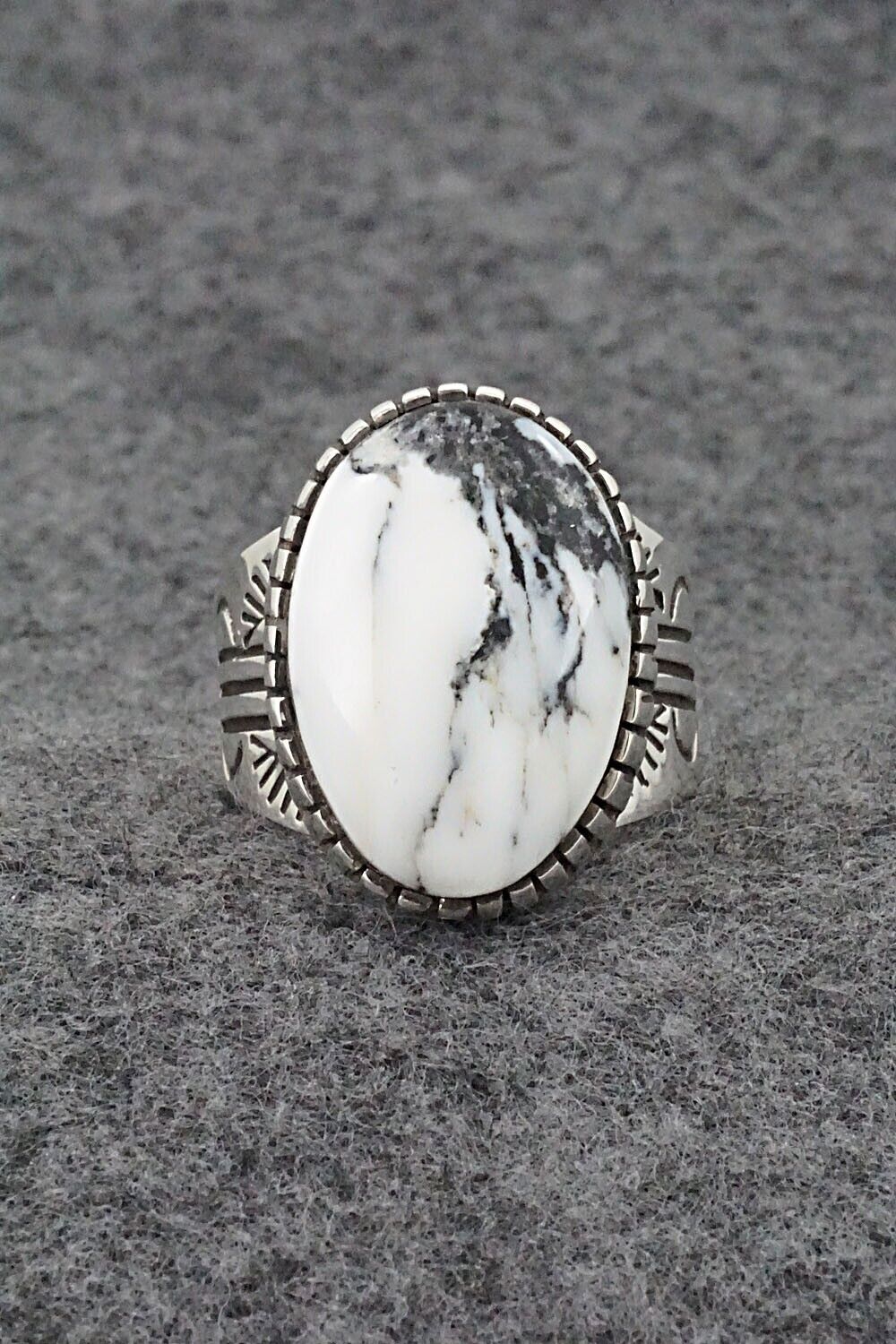 White Buffalo & Sterling Silver Ring - Akee Douglas - Size 11