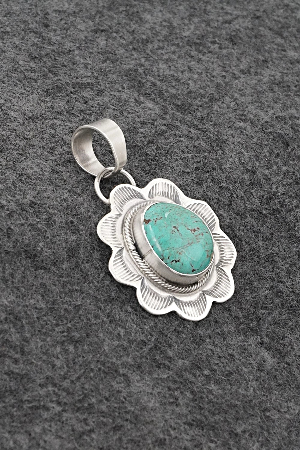 Turquoise & Sterling Silver Pendant - Cordell Platero