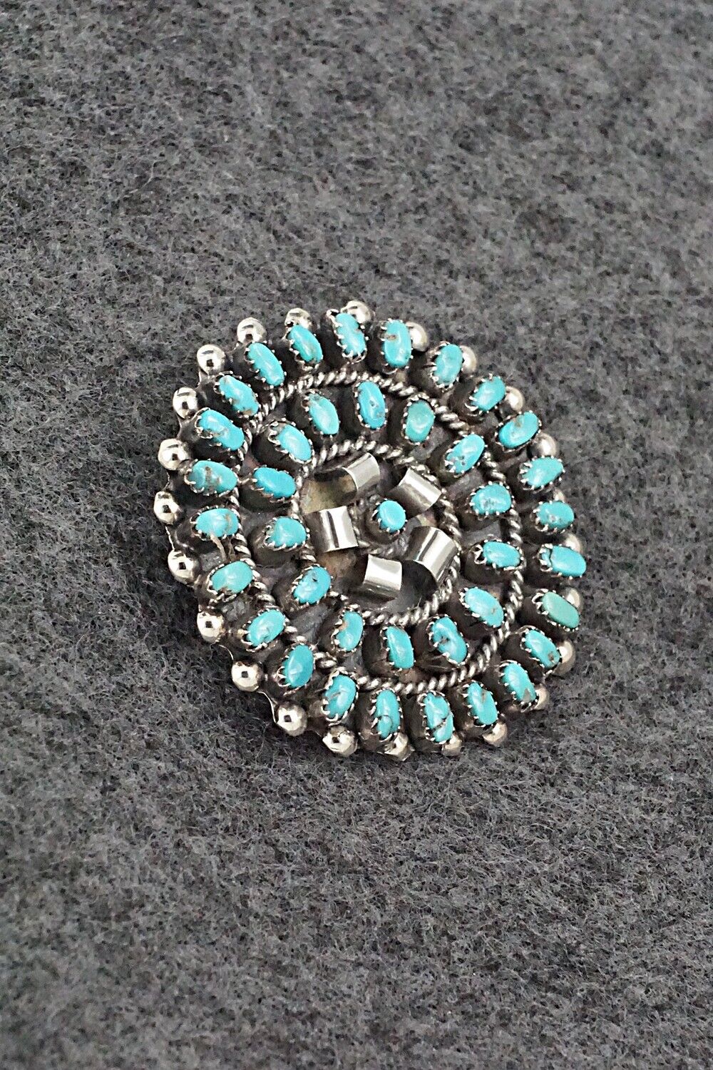 Turquoise & Sterling Silver Pendant/Pin - Lorencita Walela