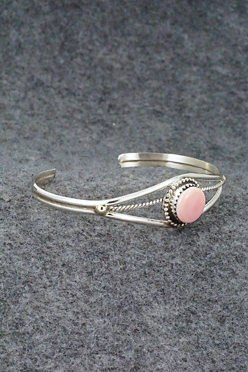 Pink Conch Shell & Sterling Silver Bracelet - Esther White