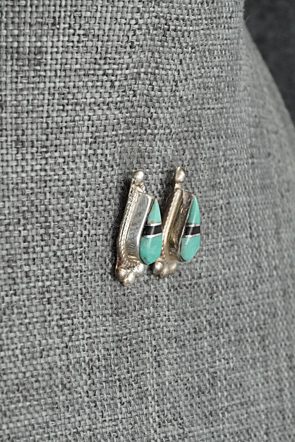 Turquoise, Onyx & Sterling Silver Earrings - Terrance Panteah