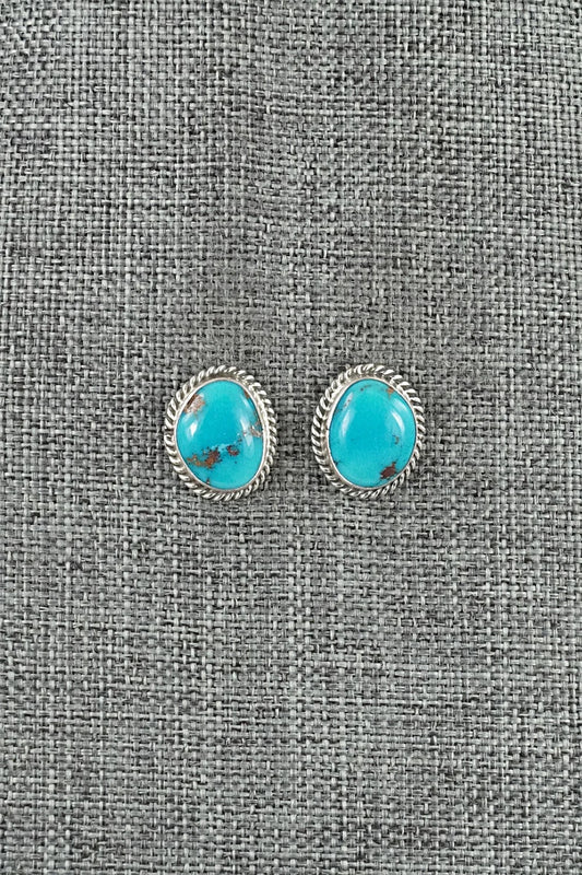 Turquoise & Sterling Silver Earrings - Eugene Gruber