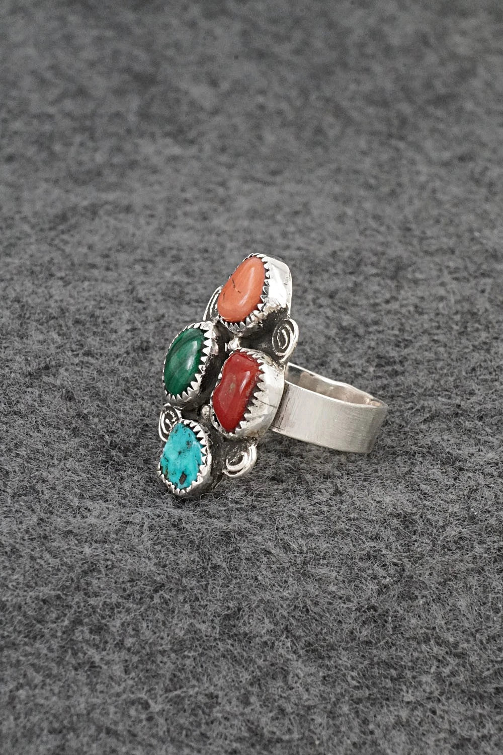 Multi-Stone & Sterling Silver Ring - Priscilla Reeder - Size 7.5